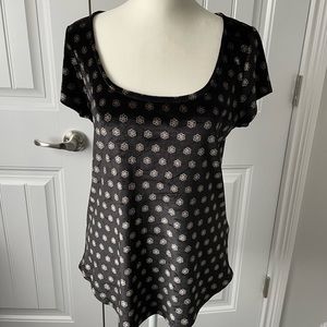 HollyHock Black Velvet Print Blouse